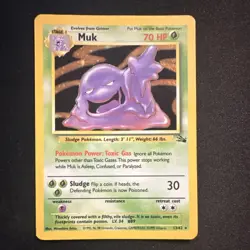 Pokemon Muk 13/62 Fossil Unlimited Holo Rare 70HP Stage 1 Sludge 1999 - Image 1