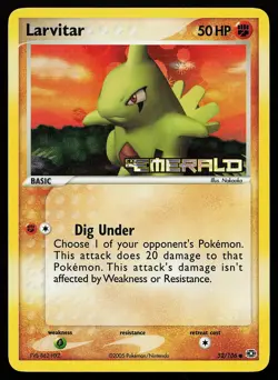 Larvitar 52/106 Reverse Holo Stamped EX Emerald Pokemon Card - Image 1