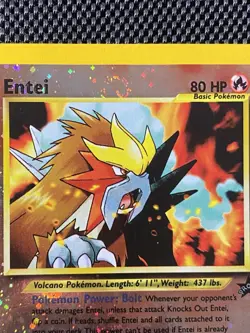 Entei 34 Double Swirl Black Star WOTC Movie Promo Reverse Holo Pokemon Card LP+ - Image 2