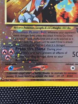 Entei 34 Double Swirl Black Star WOTC Movie Promo Reverse Holo Pokemon Card LP+ - Image 3