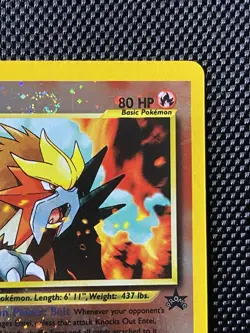 Entei 34 Double Swirl Black Star WOTC Movie Promo Reverse Holo Pokemon Card LP+ - Image 5