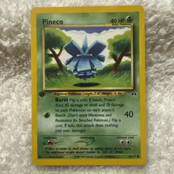 1x 1st Edition Pineco 61/75 Neo Discovery Pokemon Card EX - Image 1