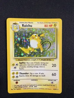 Pokemon Raichu Base Set 14/102 Holo English 1999 TCG WOTC Card - LP - Image 1
