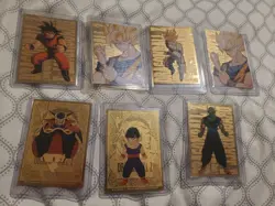 Lot Of 7 1999 And 1998 FUNimation Dragon Ball Z Gold Foil Cards - Image 1