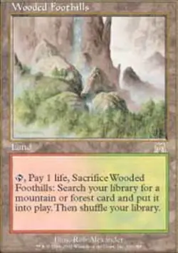 MTG Wooded Foothills, Light Play, English Onslaught - Image 1