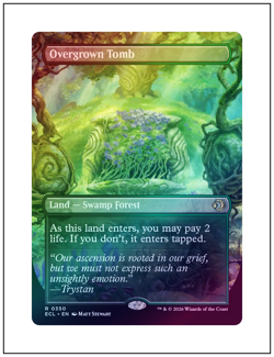 1x Overgrown Tomb, Borderless Art Foil, Lorwyn Eclipsed, Magic MTG NM - Image 1