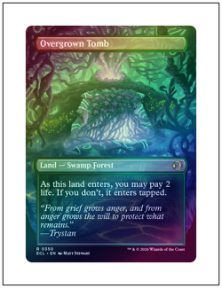 1x Overgrown Tomb, Borderless Art Foil, Lorwyn Eclipsed, Magic MTG NM - Image 2