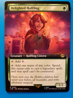 MTG 1x EXTENDED ART Delighted Halfling # 363 Lord of the Rings Magic the x1 NM - Image 1