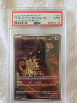Team Rockets Meowth- IR- 2025 Pokemon DRI EN #203 PSA MINT 9 - Image 2