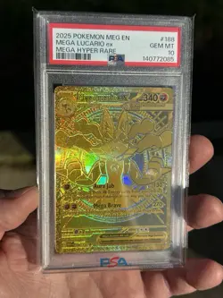Pokemon TCG Mega Lucario EX Gold Card 188/132 Mega Evolution Hyper Rare PSA 10 - Image 1