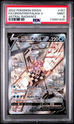 2022 POKEMON SWORD & SHIELD ASTRAL RADIANCE FULL ART/ORIGIN FORME PALKIA V PSA 9 - Image 1