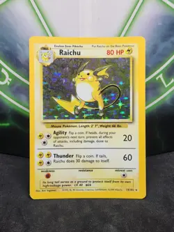 Pokemon Raichu 14/102 Base Set Holo Rare NM Pack Fresh - Image 1