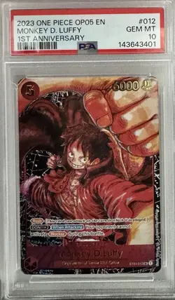 One Piece Monkey D Luffy 1st Anniversary English OP05 ST01-012 PSA 10 Gem Mint - Image 1
