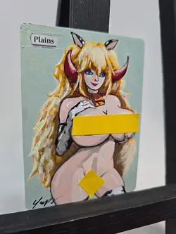 MTG Plains - Cowgirl Waifu Anime - Hand Painted Altered Land by BAZAYO - Image 2