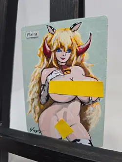 MTG Plains - Cowgirl Waifu Anime - Hand Painted Altered Land by BAZAYO - Image 3