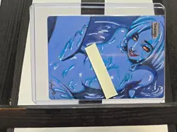 MTG Swamp Altered Art Blue Slime Waifu Girl - Hand Painted Custom Land OOAK - Image 1