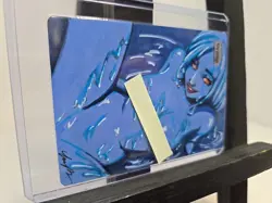 MTG Swamp Altered Art Blue Slime Waifu Girl - Hand Painted Custom Land OOAK - Image 3