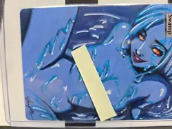 MTG Swamp Altered Art Blue Slime Waifu Girl - Hand Painted Custom Land OOAK - Image 4