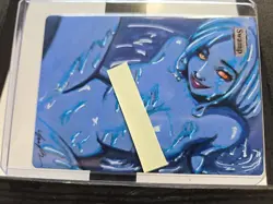 MTG Swamp Altered Art Blue Slime Waifu Girl - Hand Painted Custom Land OOAK - Image 5