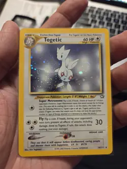 Pokemon TCG Togetic 16/111 Neo Genesis Unlimited SWIRL Holo Rare Card - Image 1