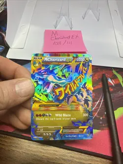 Mega M Charizard EX HOLO Pokemon Card 108/111 Flashfire HP 230 Ultra Rare - Image 1