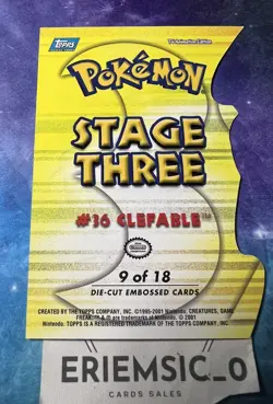 Clefable 36 Die Cut Embossed Pokemon Topps 9 Of 18 2001 Vintage Rare - Image 5