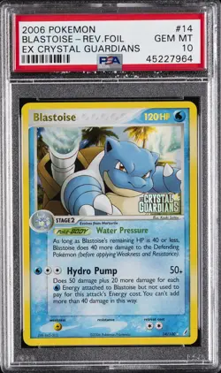 2006 POKEMON EX CRYSTAL GUARDIANS #14 BLASTOISE-REVERSE FOIL PSA 10 - Image 1