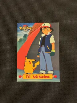 1999 Pokemon Topps TV Animation Ash Ketchum TV1 Lightly Played - Image 1