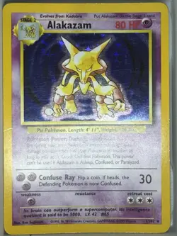 Pokemon TCG Alakazam Base Set Holo Rare 80 HP 1/102 Wizards Ken Sugimori English - Image 1
