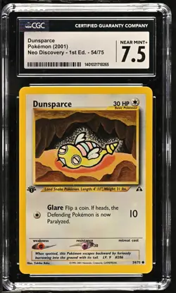 Pokemon - Neo Discovery #54/75 Dunsparce CGC 7.5 FREE SHIPPING (US Only) - Image 1