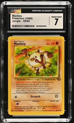 Pokemon - 1999 Jungle #55/64 Mankey CGC 7 FREE SHIPPING (US Only) - Image 1