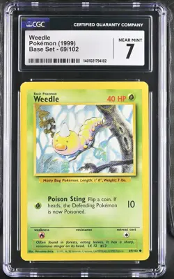 Pokemon - Base Set #069/102 Weedle CGC 7 FREE SHIPPING (US Only) - Image 1
