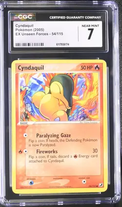 CGC 7 Cyndaquil 2005 EX Unseen Forces 54/115 Pokemon Card - Image 1