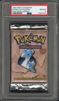 PSA 8 - 1999 WOTC Pokemon Fossil 1st Edition Lapras Pack NM-Mint! - Image 1