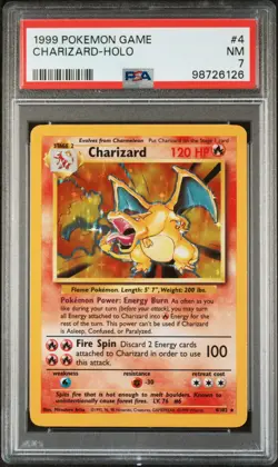 1999 POKEMON GAME #4 CHARIZARD-HOLO PSA 7 - Image 1