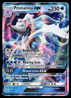 Primarina GX 42/149 Sun Moon Base Set Holo Pokemon Card - Image 1