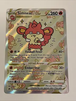 Pokemon Simisear VSTAR GG37/GG70 Crown Zenith Galarian Gallery Holo Rare Card NM - Image 1