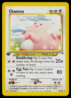 Pokemon Card - Chansey Neo Destiny 31/105 Uncommon 1st Edition - Image 1