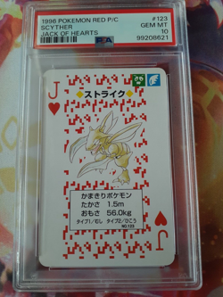 1996 Pokemon Scyther Jack of Hearts Red Charizard Playing Card PSA 10 Gem Mint - Image 1