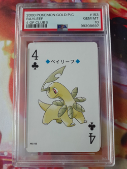 Pokemon Gold Ho-oh Back Bayleef 4 of Clubs Poker Deck Playing Card PSA 10 POP 5 - Image 1