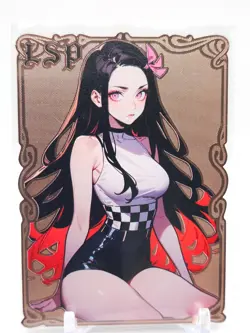 Goddess Story - Pink Metal Waifu Card - Nezuko Kamado - NUMBERED #/200 - Image 1