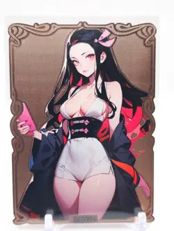 Goddess Story - Pink Metal Waifu Card - Nezuko Kamado - NUMBERED #/200 - Image 2