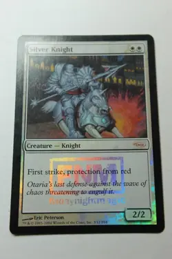 MTG Silver Knight x1-Foil -Friday Night Magic 2004-Mod/Hvy Play - Image 1