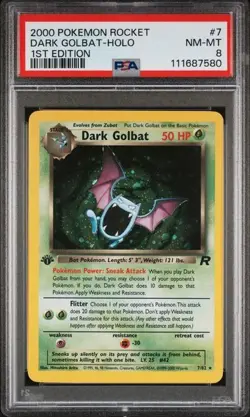 DARK GOLBAT - PSA 8 - 1ST EDITION HOLO 2000 POKEMON ROCKET #7 - Image 1