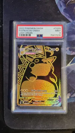 Pokemon Pikachu Vmax Full Art Gold Holo Englisch TG29/TG30 Lost Origin PSA 10 - Image 1