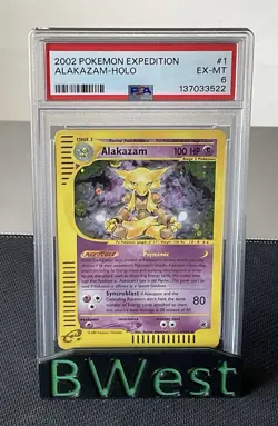 PSA 6 Alakazam 2002 Expedition Holo Rare #1 Pokemon Vintage E-Reader - Image 1