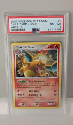 Pokemon Platinum Arceus Charizard holo 1/99 PSA 8 - Image 1
