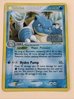 2006 Pokemon TCG Blastoise 14/100 EX Crystal Guardians Reverse Holo Stamped NM - Image 3