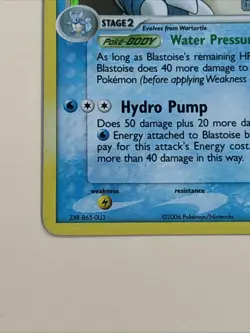 2006 Pokemon TCG Blastoise 14/100 EX Crystal Guardians Reverse Holo Stamped NM - Image 4