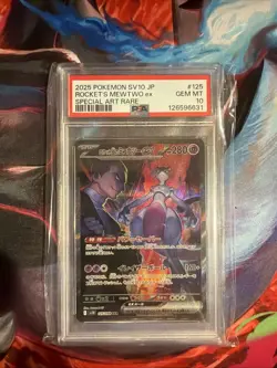2025 Pokemon Japanese SV10 #125 Rocket's Mewtwo SAR PSA 10 GEM MINT - Image 1